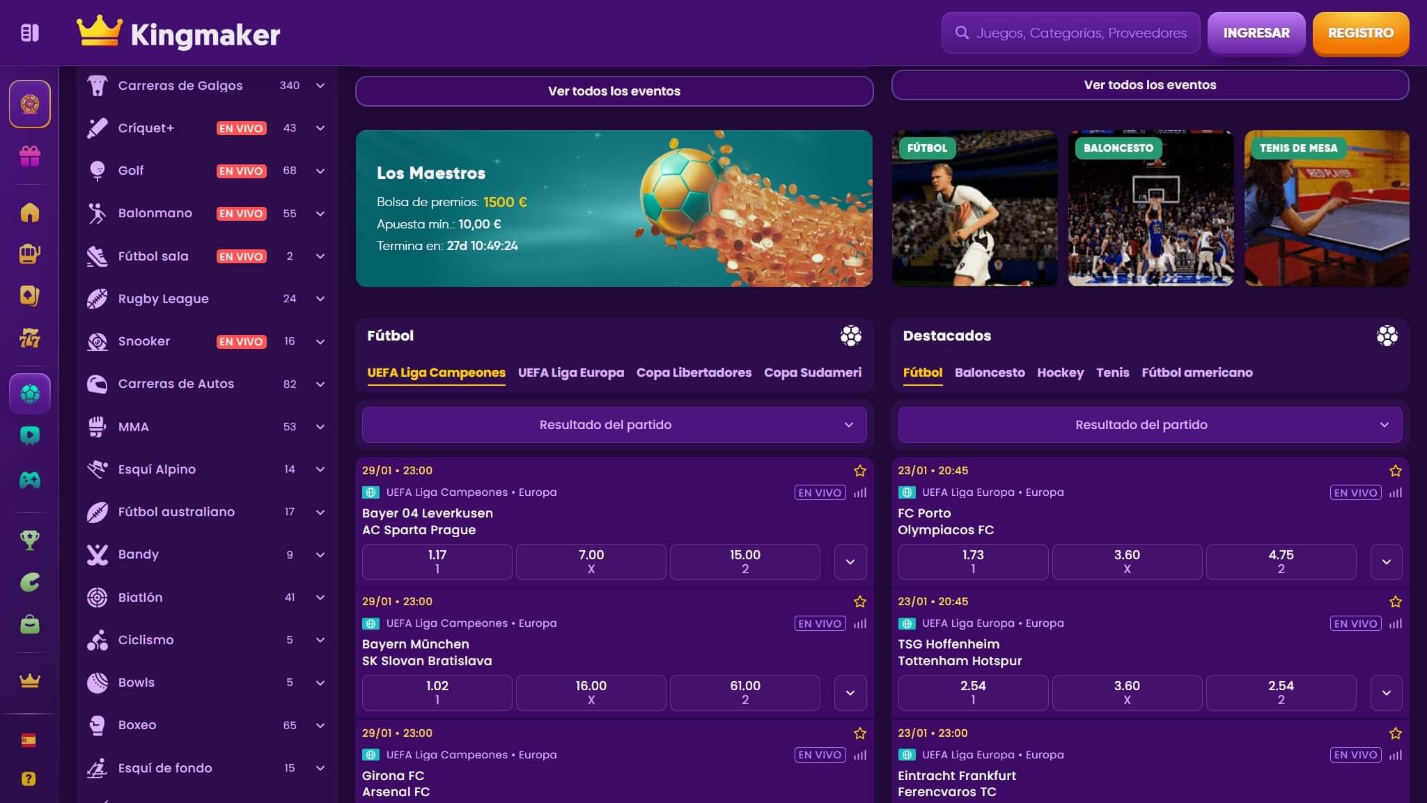 Kingmaker Bookmaker Sport Betting Spain, apuestaes.tv