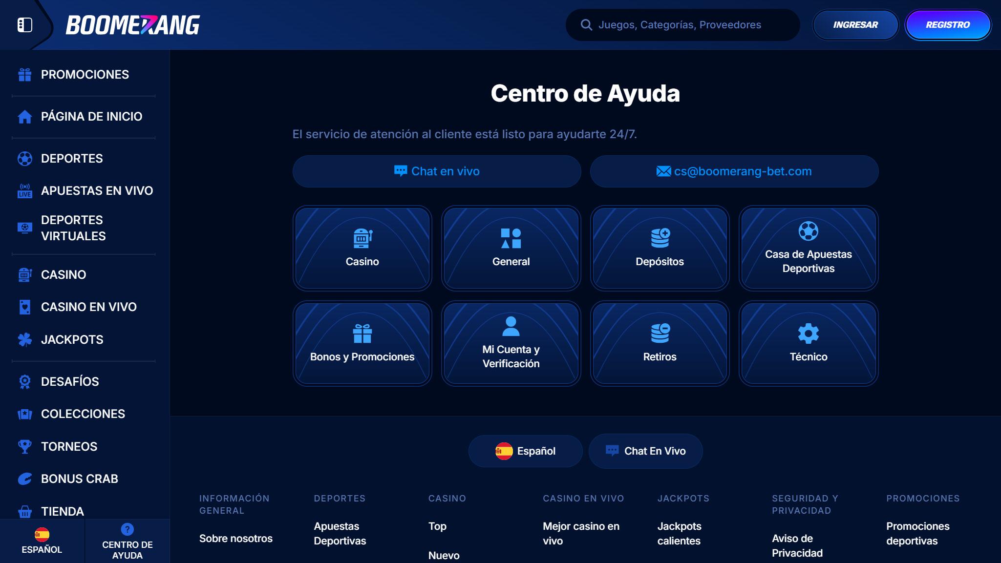 Boomerang-bet Bookmaker Support Spain, apuestaes.tv