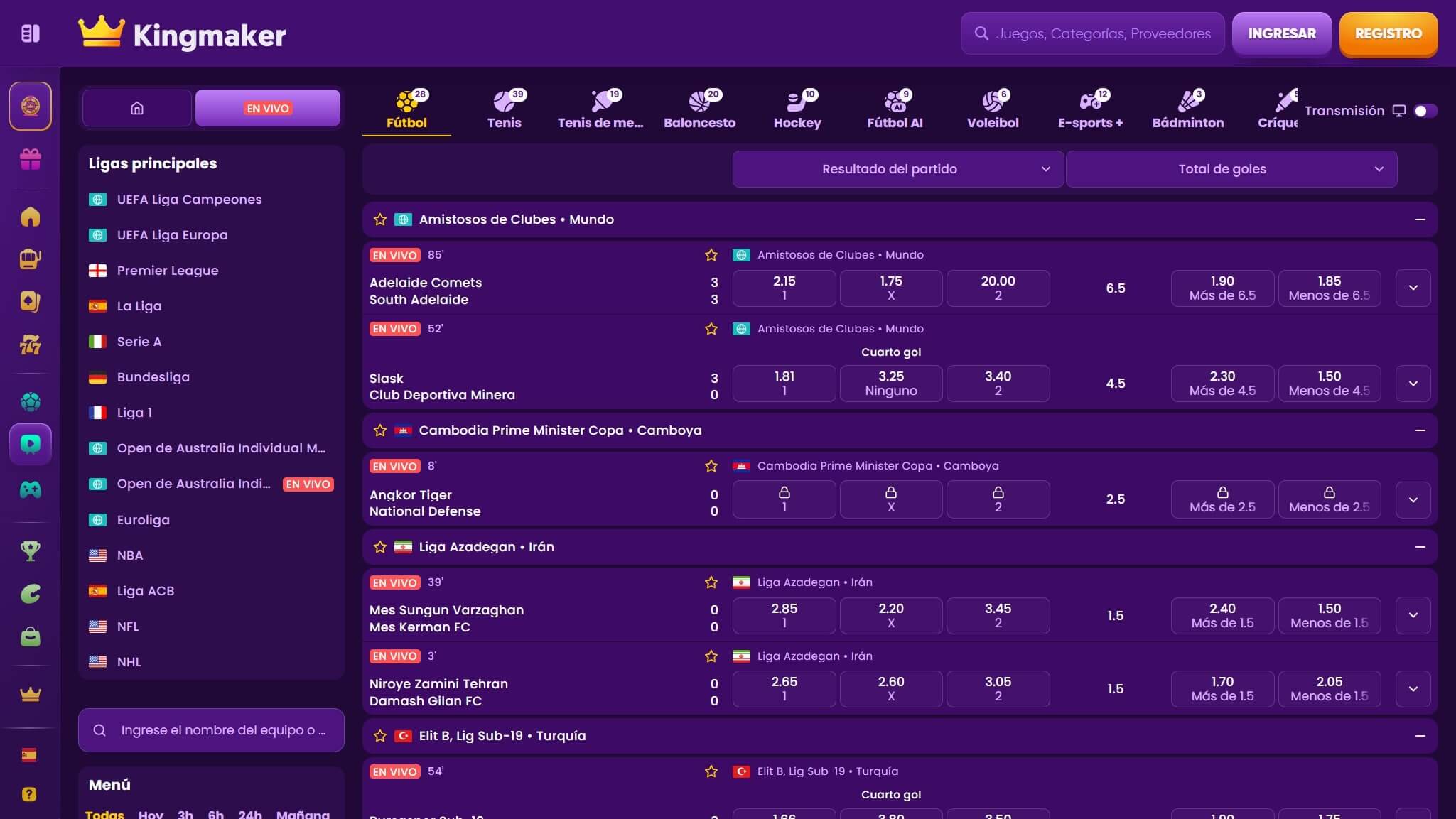 Kingmaker Bookmaker Live Sport Betting Spain, apuestaes.tv