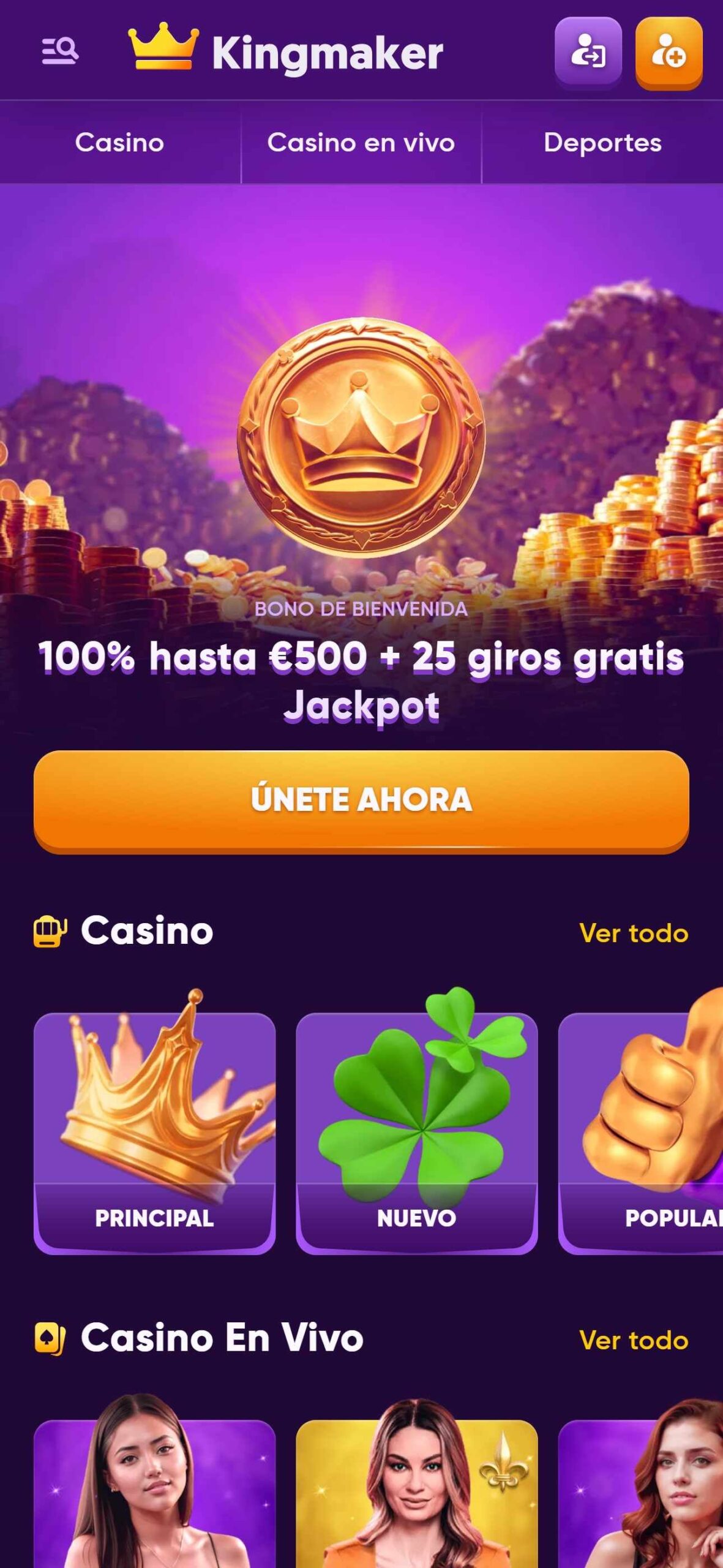 Kingmaker Main Page Spain(mobile), apuestaes.tv
