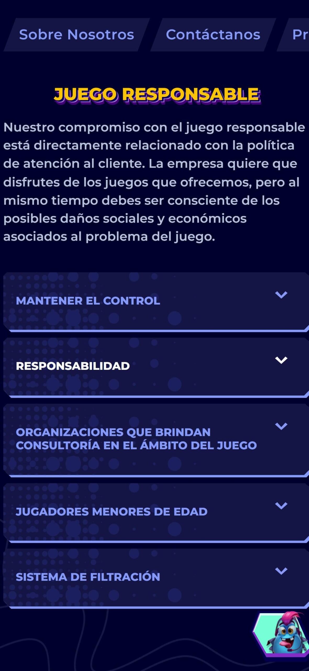 MrPacho Bookmaker Responsible-gaming Spain(mobile), apuestaes.tv