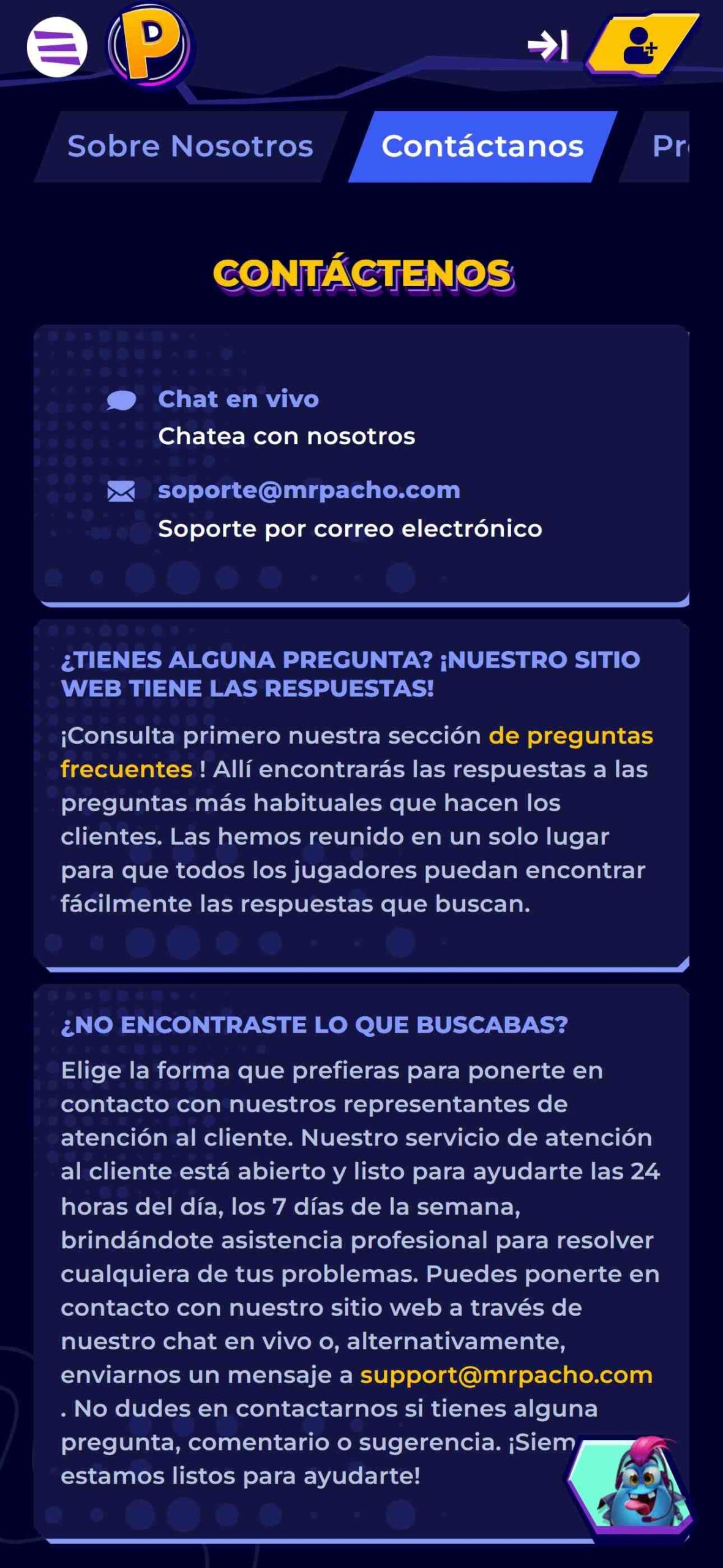 MrPacho Bookmaker Support Spain (mobile), apuestaes.tv